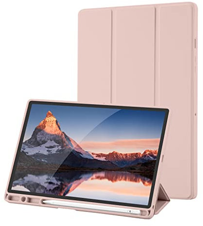 Case Compatible with Samsung Galaxy Tab A8 10.5 Inch 2022/2021 (SM-X200/X205/X207), Premium PU Leather + Soft TPU Back Case with Pencil Holder, Auto Sleep/Wake (Pink)