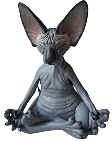 GRAPMKTG Raumdekoration, niedliche Sphynx-Katzenstatue, 1 Packung, Heimdekoration, Skulptur für Wohnzimmer, Kawaii-Katzen auf Regal, Yoga, Meditation, Schreibtisch, Couchtisch, Schwarz