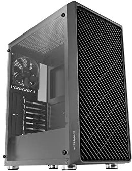 Mars Gaming MC-3000 Noir, Moyen-Tour Gaming ATX, Fenêtre Verre Trempé, Façade Metal-Mesh, 4 Ventilateurs 120mm