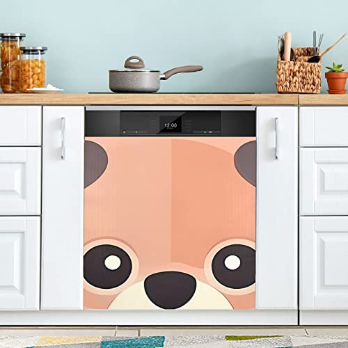 Orange Bear Geschirrspüler Magnet Abdeckung Kühlschrank Panel Aufkleber Deko für Schrank Küche Waschküche Geschenk 58 x 66 cm