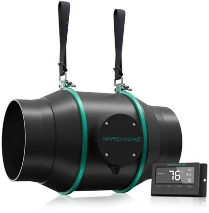 MARS HYDRO 6 Inch Inline Duct Fan with Temp Digital Controller Exhaust Fan for Grow Tents Hydroponics