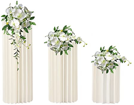 wanwanper Soporte para flores de cartón para boda, soporte de mesa plegable de cartón, soporte cilíndrico para flores, exhibición de columnas con tapa acrílica, decoración para bodas, fiestas, jardín
