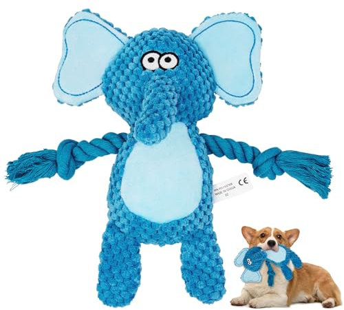 Dog Toys for Puppy, Small, Medium, Large Dogs - Interactive Birthday Gifts, Squeaky Elephant, Chew Rope, Christmas Durable Stuffed Plush for Boredom