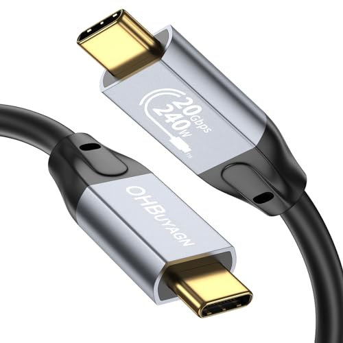 OHBUYAGN USB C auf USB C Kabel Kurz, 20Gbps Datenkabel 4K 60Hz Type C Winkel 3.2 Gen2x2 C Video Kabel 240W PD 3.1 Schnellladekabel für iPhone 15 Ladekabel,Galaxy S23 S22 S21 S20,Monitor (0.3M)