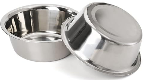 Fuwok Stainless Steel Dog and Cat Bowl, Metal Food and Water Dish, Nonslip,Easy to Clean, Food Grade For Small Dogs and Cats 2pcs/set (150ml)