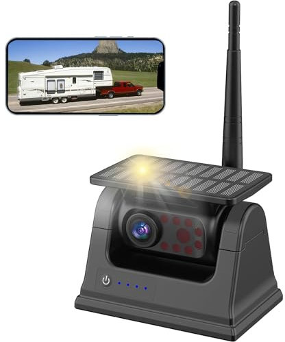 OBEST Wireless Reversing Camera, Solar WiFi Backup Camera with Built-in Rechargeable Battery and Infrared Night Vision, Magnetic Suction Mount, for IOS and Android for Cars, Trucks, Vans, SUVs