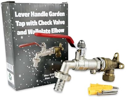 Wärmer System Robinet de jardin extérieur avec clapet anti-retour et fixation coudée à plaque murale, 1,27 cm (poignée à levier de 1,27 cm)