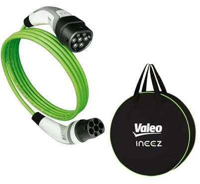 VALEO Ineez 652111 - Cavo di Ricarica per Veicoli elettrici o ibridi Plug-in con Borsa per Il Trasporto, Tipo 2 su Tipo 2-22 kW, 10 Metri