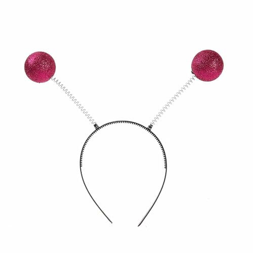 Alien Haarreif Damen Kopfschmuck mit 2 runden schwingenden Kugeln Disco Headband 2024 Damen Herren Kinder Accessoire zu Karneval, Fasching Party
