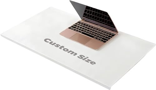Schreibtischunterlage aus Leder mit L-förmigem Frontprofil, großes Mauspad mit Kantenschutz, wasserdicht, glatte Schreibunterlage für Laptop-Tastatur (Weiß, individuelle Größe)