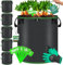 KESSER® Pflanzsack 27 Liter - 5er Set | Pflanzsäcke aus Vlies-Stoff inkl. Schildchen & Gartenhandschuhe | Kartoffel-Pflanztasche mit Fenster & Griffen | Pflanzbeutel für Gemüse Blumen Früchte Schwarz