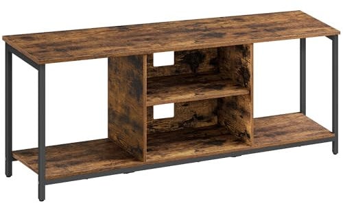 VASAGLE TV Stand for TV up to 65 Inches, TV Cabinet with Open Shelves, TV Console for Living Room, Entertainment Room, Rustic Brown and Ink Black LTV061K01