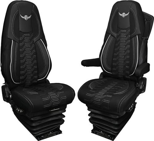 ROYAL LKW-Sitzbezüge für Volvo FH, FH16, FMX, FM ab 2013 – bequem und individuell – LKW-Zubehör – aus hochwertigem Jacquard und Öko-Leder GRAU