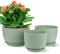 Gardrium Lot de 3 Pots 30,5/25,4/22,9 cm de Fleurs en Plastique Plantes, Jardinières Modernes avec Trous de Drainage et Soucoupe Détachable, Verte