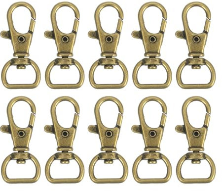 sourcing map 20 chiusure girevoli da 1,3 cm, con anello a D da 1,3 cm, chiusura a moschettone in metallo, gancio a scatto per la realizzazione di borse, portachiavi, cinture, bronzo