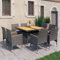 KATERYY 9-TLG. Garten-Essgruppe Poly Rattan und Akazienholz Grau,Essgruppe aus Akazienholz mit Polyrattan Perfekt für Garten und Balkon