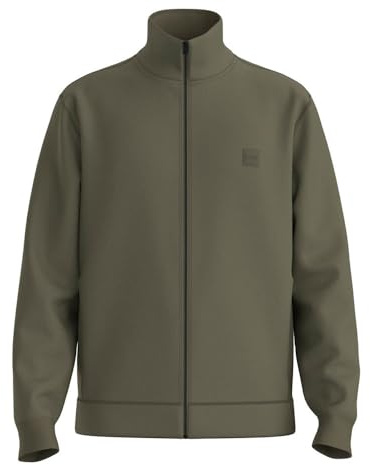 BOSS Herren Zestart Jacke aus Baumwoll-Terry mit Reißverschluss und Logo-Aufnäher