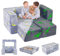 Clevich Kindersofa Ausklappbar,extra weich Spielsofa für Kinder,Modulare Mini Sofa für Spielzimmer,umwandelbares Spielsofa für Kinder,im Dunkeln leuchten,mit 2 Ottomanen,1 Seitentasche,Astronauten