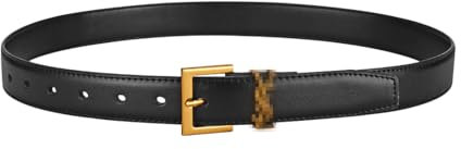 AOWVUTS Gürtel Damen Mode Ledergürtel Verstellbarer Gürtel Schwarz Leder Gürtel Mode Goldschnalle Klassisch Dekorativen Taillengürtel Retro Gürtel für Jeans Hosen Kleider (105cm)