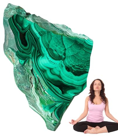 Acunny Cristaux de malachite | Tranche de forme libre de malachite brute naturelle irrégulière | Pierres précieuses originales, art avec pierres précieuses, cristaux de, pierres de