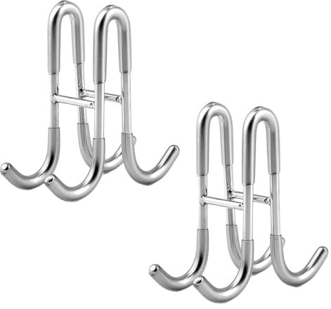 YOUYIMEI Wandgarderobe, Kleiderbügelhaken, 2 Stück, 304 Edelstahl, doppelseitiger Haken, Glastür-Rückhaken, S-förmiger Kleiderhaken for rahmenlose Badezimmer-Glastür(Double S hook silver)