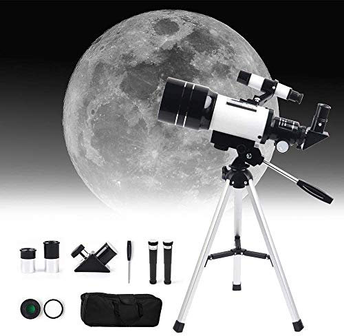 Teleskop für Einsteiger 150X-15X, 70mm HD Refraktor Teleskop für Astronomie Erwachsene, Starter Zielfernrohr mit Stativ, Handyhalterung, Sucherfernrohr, Mondfilter, Reiserucksack.