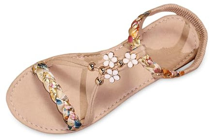 NAFING Sandales Femmes Nu-Pieds Orthopédique Compensées Sandale Confortable De Plage Pantoufles Femme Ete Respirantes Semelles Épaisses Anti-Dérapant Chaussures Bohemia Romain Sandals Taille 37-42