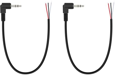 Greluma 2 Stk Rechtwinkliger 3,5mm Stecker auf blankes Kabel mit offenem Ende,30cm 90 Grad TRS 3 poliger Stereo-Klinkenstecker (1/8 Zoll) zur Reparatur von Audiokabeln