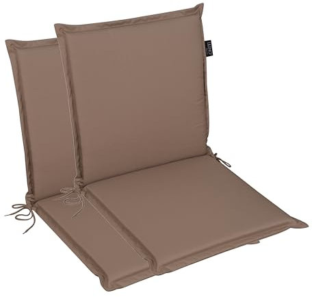 LILENO HOME Gartenstuhl Auflagen [2er Set - Niedriglehner] in Taupe - Bequeme Liegen als Sitzauflagen für Gartenmöbel - Stuhlkissen für Gartenstühle und Klappstühle MIA