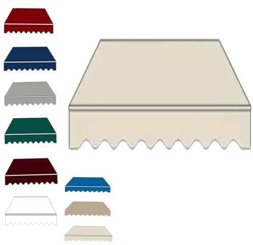 MACAGGTNTU Markisenbespannung Ersatz Markisenstoff Für Terrasse, Markise Ersatzstoff Mit Volant Balkonmarkise Sonnenschutz Stoff, Einfache Montage(Beige,8x6.5ft/250x200cm)