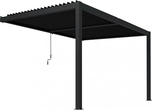 Pergola addossata 4x2.5 mt alluminio cm 396 l x 256 p x 245 h colore Antracite