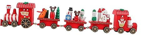 Hemobllo Weihnachtlicher Holz-Zug Dekofigur Mit Glatter Oberfläche Kindersicher Weihnachtsdeko Für Tisch Baum Party Festliche Holz-Eisenbahn Für Weihnachtszeit