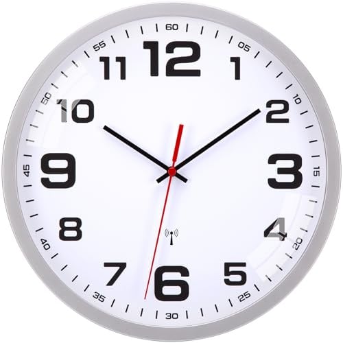 Warminn Funkuhren Wanduhr Ohne TickgeräUsche Modern 25cm | Funk wanduhr Lautlos Groß Quarz Batterie Betriebene Einfach zu Lesen für Wohnzimmer Küche Schlafzimmer Büro Schule