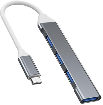 Expansor De Puertos Usb De Alta Velocidad - Adaptador Type-C 3.0 Gris, Conexión De Datos Multipuerto Para Laptop, Teclado, Disco Duro Puertos De Transferencia Extra Con Rendimiento Estable | Hub Usb