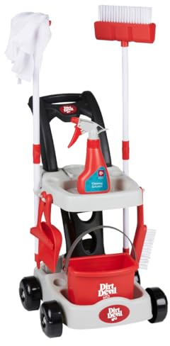 Dirt Devil Putzwagen für Kinder – Spielzeug ab 3 Jahre – Mit Besen, Eimer, Sprühflasche und Zubehör – Kinder Putzset mit Rollen – Spielzeug Kehrset für Mädchen und Jungen