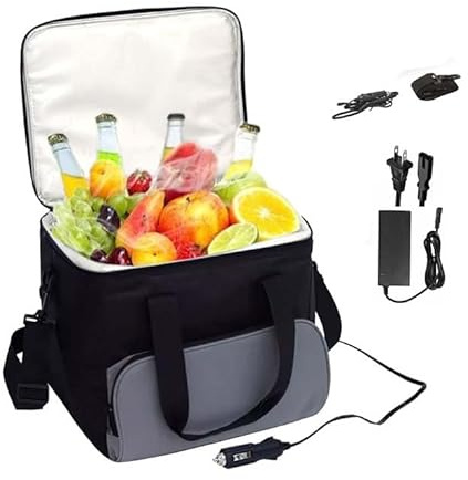 Bolsa refrigeradora eléctrica portátil de 15 litros, refrigerador para automóvil de 12 V para Acampar y Viajar, Caja refrigeradora automática enchufable de CC con Correa para el Hombro