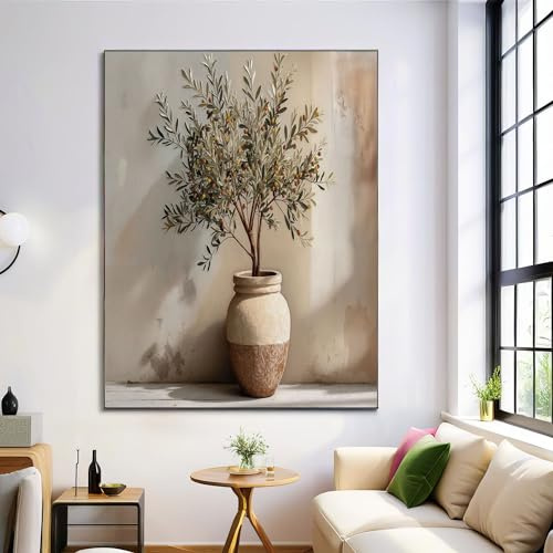 Stampa Artistica Di Bonsai Di Ulivo Vintage, Dipinto Da Parete Dipinto Ad Olio Rustico, Poster Di Tela Beige Marrone, Decorazione Murale Per Soggiorno Camera Da Letto, 50X70Cm, Senza Cornice