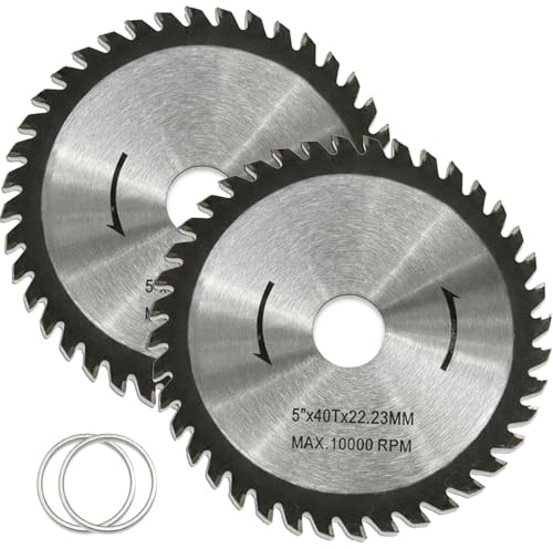 2 PCS 125mm Circular Saw Blades 40T Carbide, 5 Inch Wood Cutting Blades, 22.23mm Bore Cutting Discs for Wood, MDF, Plywood, Laminate & Plastic, Durable Alloy Steel Saw Blades