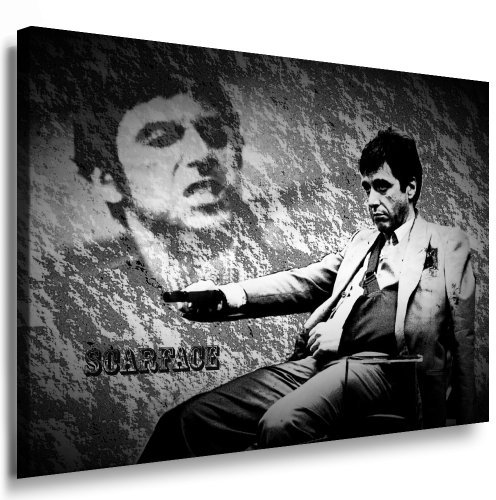 Scarface - Al Pacino Leinwand Bild 100x70cm k. Poster ! Bild fertig auf Keilrahmen ! Pop Art Gemälde Kunstdrucke, Wandbilder, Bilder zur Dekoration - Deko. Film/Movie/Tv Stars Kunstdrucke