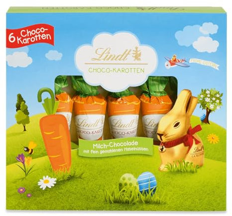 Lindt Schokolade Choco-Karotten | 2 x 81 g | 6 x Schokoladen-Karotten | Vollmilch-Schokolade in Karottenform mit fein gemahlenen Haselnüssen | Oster Schokolade für Kinder | Schokoladengeschenk