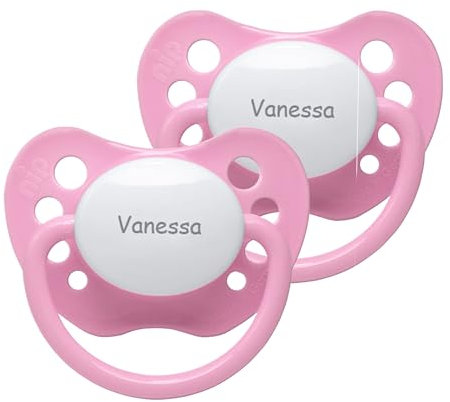 Namensschnuller - NIP Schnuller mit Namen - Silikon Größe 2 - rosa - 2er Set