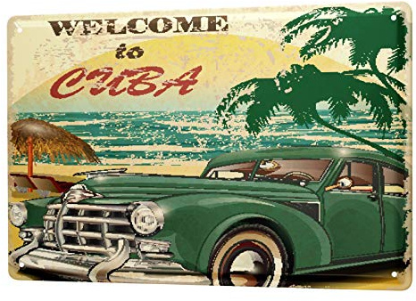 LEotiE SINCE 2004 Blechschild Vintage Retro Metallschild Wandschild Blech Poster Urlaub Reisebüro Kuba