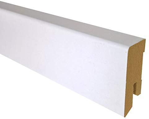 Sockelleiste CUBE Fussleiste 40 mm Moderner Abschluß für Parkett-/Laminat- und Vinylböden - Farbe: WEISS - Höhe 40 mm - Tiefe: 16 mm - Sie kaufen 1 Stück mit 240 cm Länge (Höhe: 40 mm)