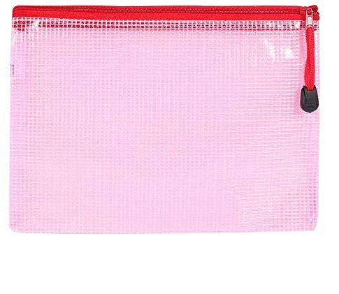 Walfront 12pcs Zip File Bag A5 Dokument Taschen Plastikdatenspeicher Reißverschluss Beutel Faltblatt Schützende Hülsen Feder Beutel(rot)