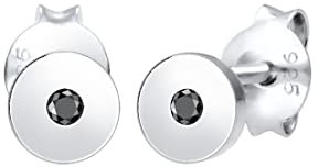 Elli DIAMONDS Earrings Women Circle Geo Black Diamond (0.03 ct.) in 925 Sterling Silver