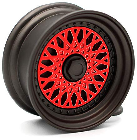 VmG-Store BBS Style Matt Schwarz/Chrom Felge Schlüsselanhänger - massiver Anhänger S043 (Rot, Felge Chrom)