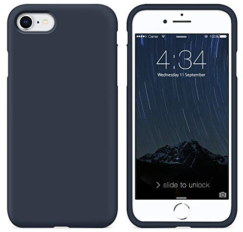 SURPHY Coque iPhone SE 2022, Coque iPhone SE 2020, Coque iPhone 8 iPhone 7, Coque Silicone Liquide Anti-Rayures Premium, Housse Doux Étui Anti-Choc pour iPhone SE 3/SE 2/8/7 4,7(Nuit Bleu)