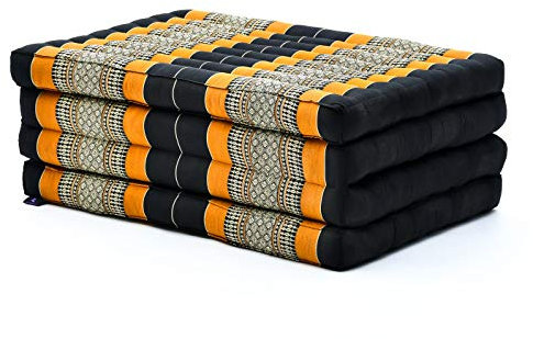 Leewadee Klappmatratze Gästebett Klappbar Auto Matratze Gästematratze Klappbar Faltbare Matratze, Kapok, 200 x 70 cm, Schwarz Orange