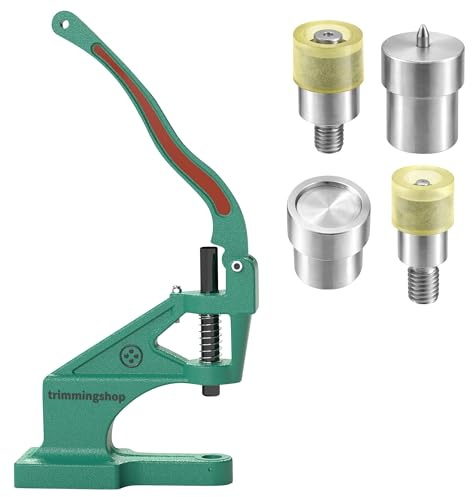 Trimming Shop Druckknopf-Stanzform für universelle grüne Handpressmaschine, Fixieren und Befestigen von Kleidung, Stoffen, DIY Projekt, Lederhandwerk, Eisen, Grüne Maschine + Schablonen, 15 mm…