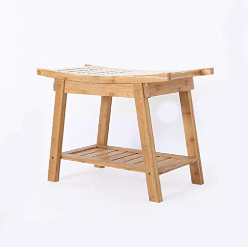 Luxus Badezimmerbank aus Bambus - Bank mit Ablagefach - Badezimmerbank aus Holz - Badezimmerhocker aus Bambusholz - Decopatent